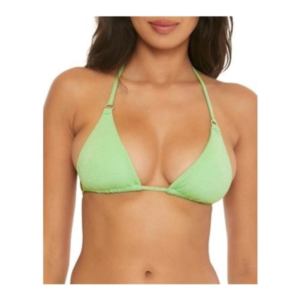 BECCA by Rebecca Virtue Glimmer Triangle Bikini Top Lime Green Medium NEW M $68